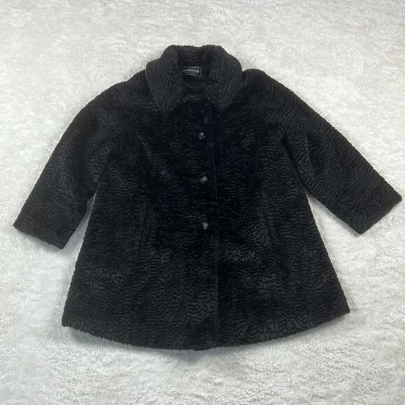Komitor retro Mod faux fur black mid length coat, size Large or XL - Picture 3 of 9